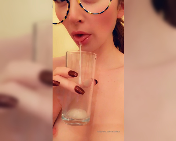 Eva de Vil aka Evadevil OnlyFans - (Video) A real treat! I didn’t feel like swallowing so I’m spitting out my man’s cum for you to f