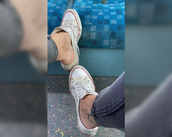 Goddess Vanessa aka Pretty_feet_39 OnlyFans - I had to take these old smelly shoes off I had no socks I’m sure the whole bus could smell my feet l