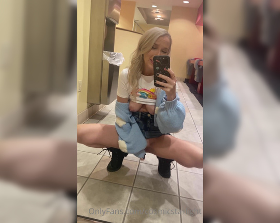 The Cosmic Goddess aka Cosmicstarlight OnlyFans - Fucking myself in Public I left my BF in the movie theater to fuck my self in the public restroom