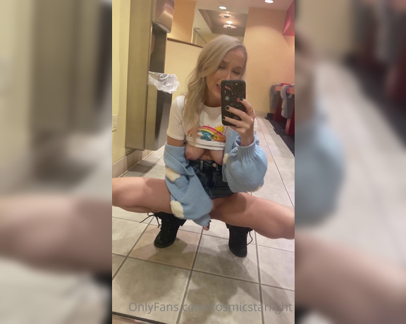 The Cosmic Goddess aka Cosmicstarlight OnlyFans - Fucking myself in Public I left my BF in the movie theater to fuck my self in the public restroom