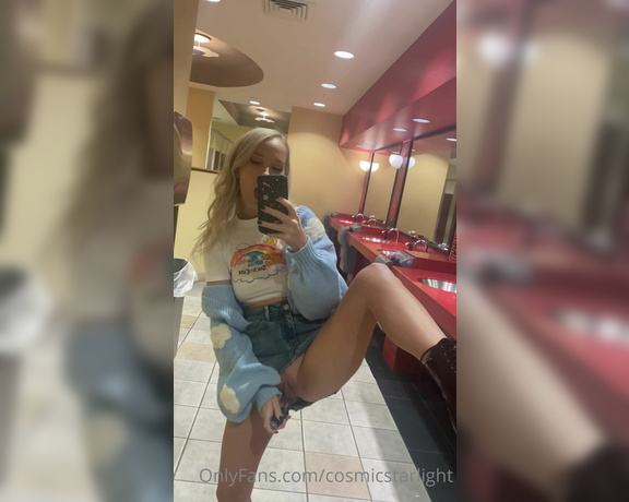The Cosmic Goddess aka Cosmicstarlight OnlyFans - Fucking myself in Public I left my BF in the movie theater to fuck my self in the public restroom