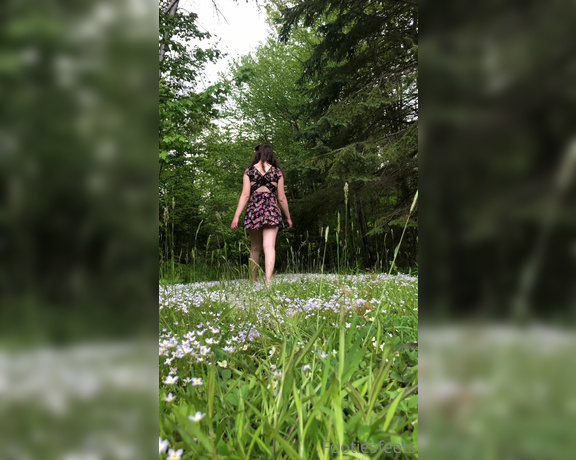 Delilah aka Footiesfeets OnlyFans - Outdoor walking through flowers So sad that they got mowed after this