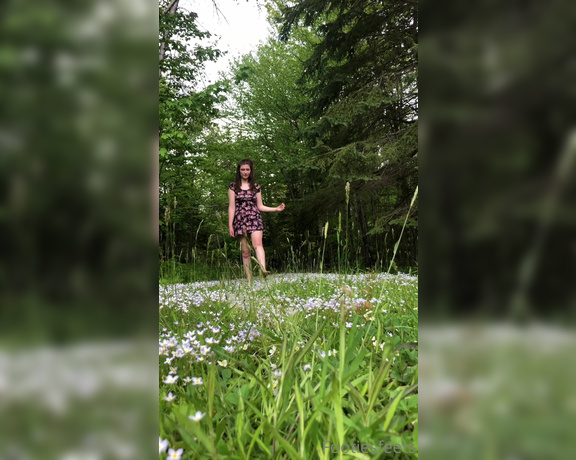 Delilah aka Footiesfeets OnlyFans - Outdoor walking through flowers So sad that they got mowed after this