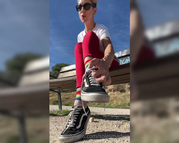 Solesmad Fetish Queen aka Solesmadvip OnlyFans - I forgot to post this video … Ignoring u on the street… and take off my vans and socks for you look