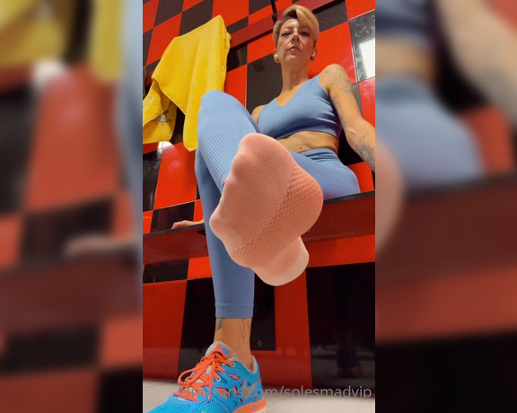 Solesmad Fetish Queen aka Solesmadvip OnlyFans - Im really working hard in the gym!! and my socks are stinky , now you can have a pair just 3