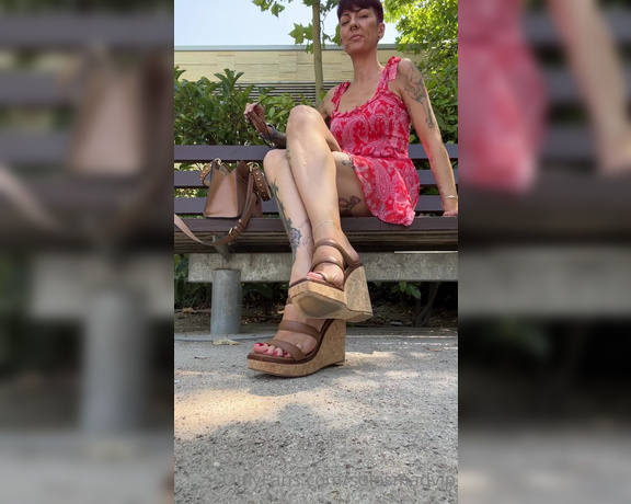 Solesmad Fetish Queen aka Solesmadvip OnlyFans - I’m waiting for my friend in the shade in this park, you are on one of the nearby benches with your