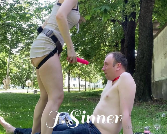 J.Sinner aka Israelimistress OnlyFans - Public sissy service all she can suck Taken for a summer picnic, submissive serves his Mistress mult