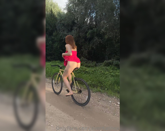 Goddess Aven aka Aventurinex OnlyFans - No need for clothes while riding in the countryside