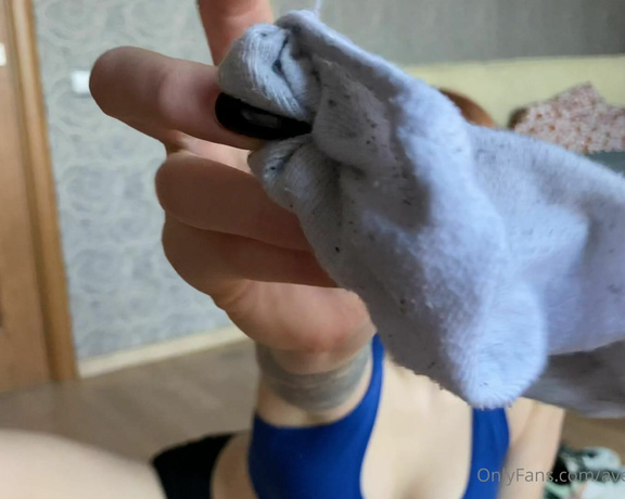 Goddess Aven aka Aventurinex OnlyFans - Open wide, these sweaty socks need some cleaning DM for a full video