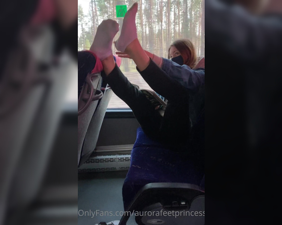 Goddess Aven aka Aventurinex OnlyFans - Taking my socks off and exposing my sweaty feet while on bus 1