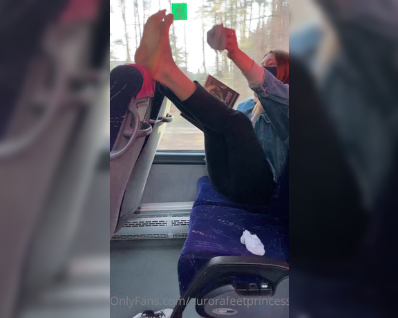 Goddess Aven aka Aventurinex OnlyFans - Taking my socks off and exposing my sweaty feet while on bus 1