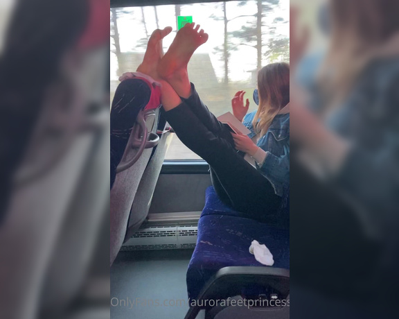 Goddess Aven aka Aventurinex OnlyFans - Taking my socks off and exposing my sweaty feet while on bus 1