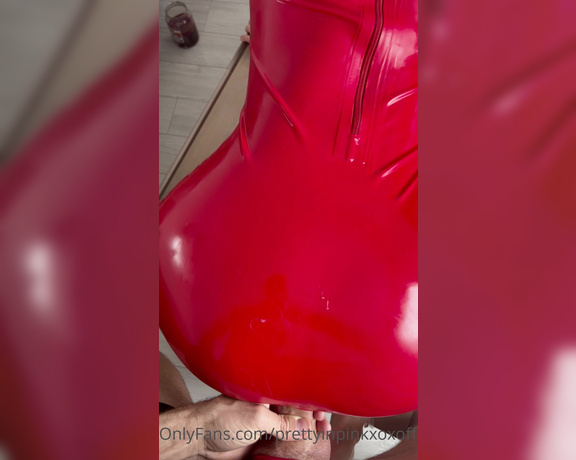 Pretty in Pink aka Prettyinpinkxoxofficial OnlyFans - Creampied in the sexiest red latex dress … it shot so far into me it was so hard to push out 2