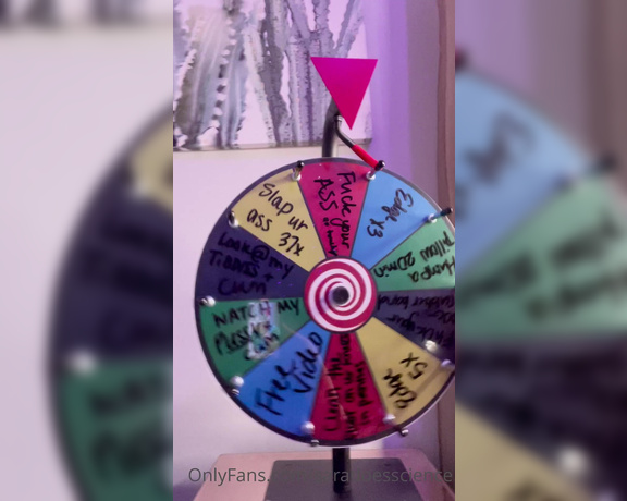 Goddess Sara aka Saradoesscience OnlyFans - Spin wheeeeeeeeel time!! Task domination won, so I have a few options up that alley! When you spin