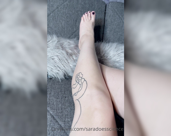 Goddess Sara aka Saradoesscience OnlyFans - My pretty purple toes in action Doesn’t this make you want to stroke your cock as you suck on each