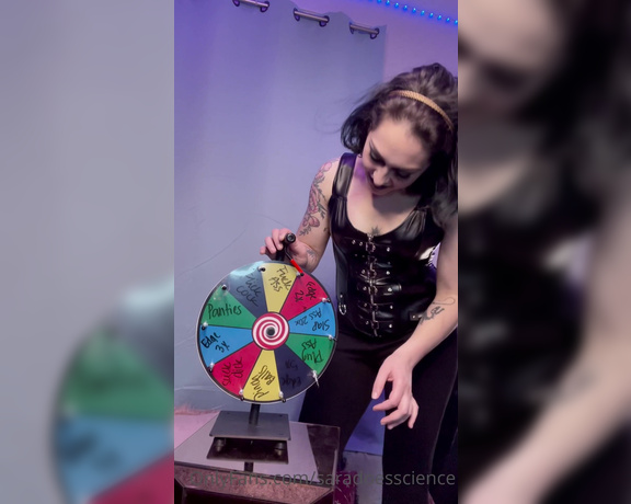 Goddess Sara aka Saradoesscience OnlyFans - Time for a jerk off game Your teasing, buildup and orgasm are all dependent on this wheel Will