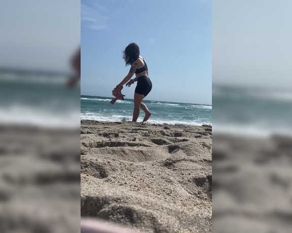 Capri aka Capritoes OnlyFans - I went for a run on the beach today Here is a public sweaty sock removal and at the end i put my