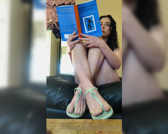 Gia Marie aka Queengsoles OnlyFans - Reading in sandals before taking them off and putting my feet up to get more comfortable