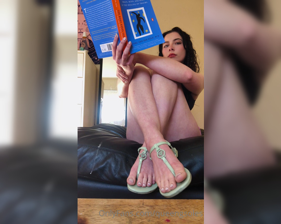 Gia Marie aka Queengsoles OnlyFans - Reading in sandals before taking them off and putting my feet up to get more comfortable