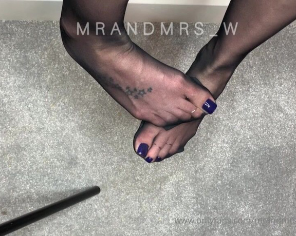 MrandMrs_W aka Mrandmrs_w OnlyFans - Glossy pedi posing in some sexy nylons as Mr W slips them off ready to cum all over I’d love to