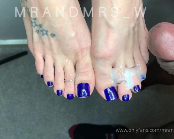 MrandMrs_W aka Mrandmrs_w OnlyFans - That cum shot tho! Look how pretty my toes look decorated in cum ps yes I like to massage the cum