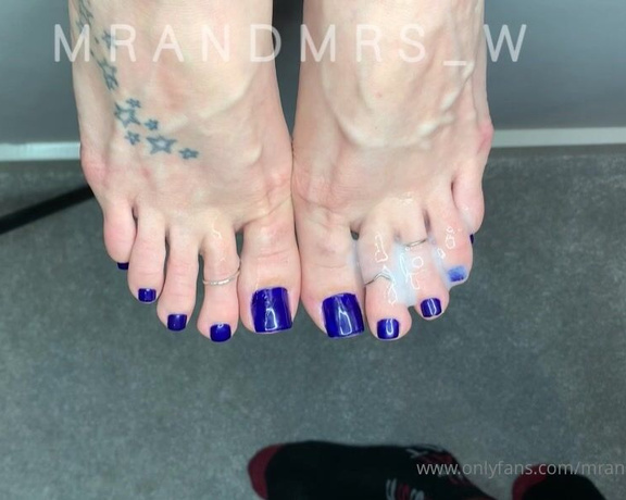 MrandMrs_W aka Mrandmrs_w OnlyFans - That cum shot tho! Look how pretty my toes look decorated in cum ps yes I like to massage the cum