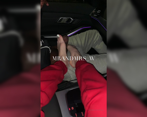 MrandMrs_W aka Mrandmrs_w OnlyFans - Couldn’t wait to wrap my toes around his big black cock so we pulled over on the way home