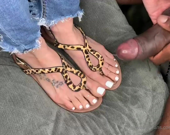 MrandMrs_W aka Mrandmrs_w OnlyFans - Full 20Min Clip Leopard print sandals footjob & Cumshot