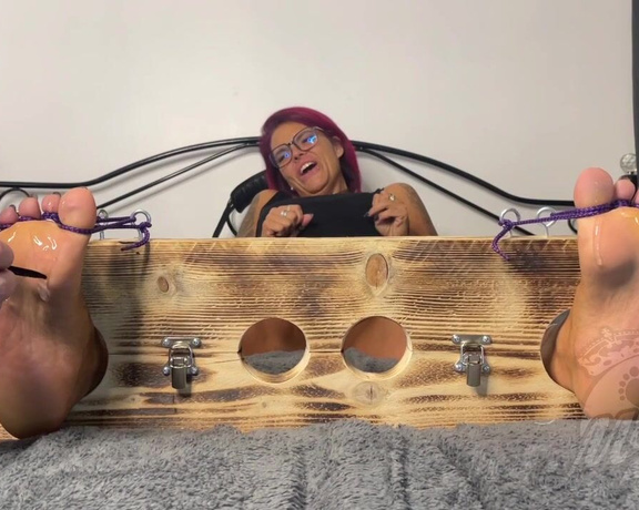 MsMaddy aka Madsoles_1 OnlyFans - When Tickle HQ got me in the stocks and tied my toes I had no escape from what to come A couple