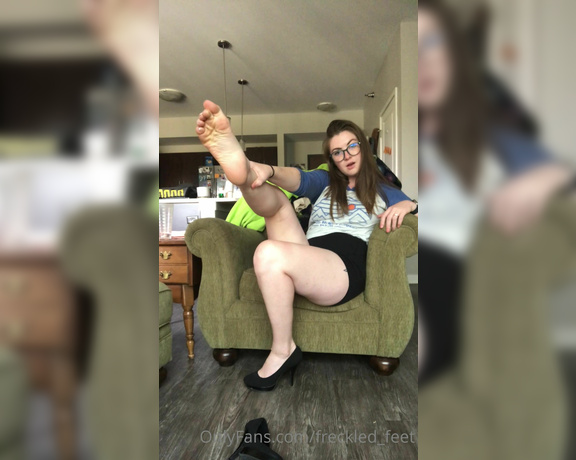 Freckled Feet aka Freckled_feet OnlyFans - This brat has some sweaty feet in heels that she wants to tease you with before she demands that you