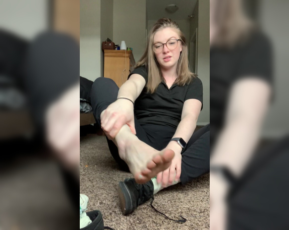 Freckled Feet aka Freckled_feet OnlyFans - A little shoe socks strip after my shift at Sbux