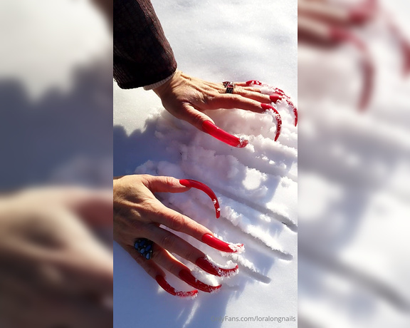 Lora Long Nails aka Loralongnails OnlyFans - Snow & Long RED Nails Wonderful white snow fell today Do you like