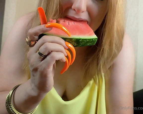 Lora Long Nails aka Loralongnails OnlyFans - Watermelon and long orange nails