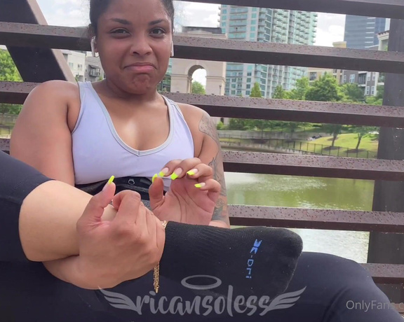 Mama Rican aka Ricansoless OnlyFans - Stranger Buys my Smelly Socks in Public While taking a break after a long morning run, Rican caugh