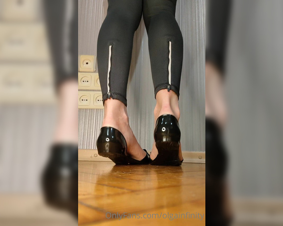 Olga Infinity aka Olgainfinity OnlyFans - Sweaty feet in plastic flats Inhale my smell!