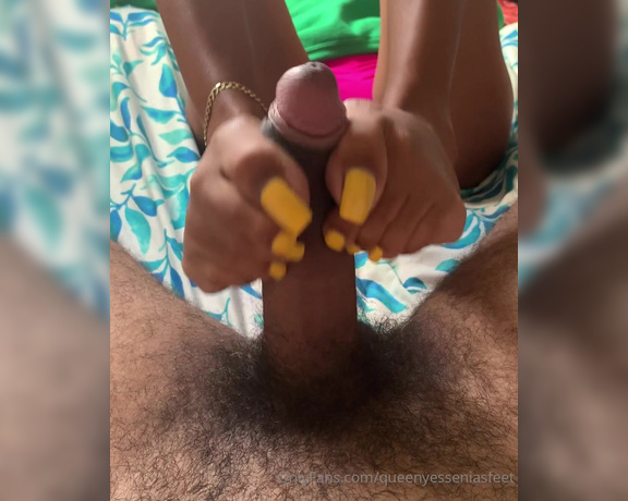 Queen Yessenia aka Queenyesseniasfeet OnlyFans - Toe ing His Joystick” Ignoring him, as usual, as my long toes wiggle and curl on his head, playing