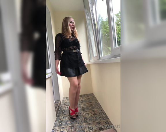 Carty aka Cartyti OnlyFans - Tease with my hot outfit Tan stocking lather skirt and sexy blouse
