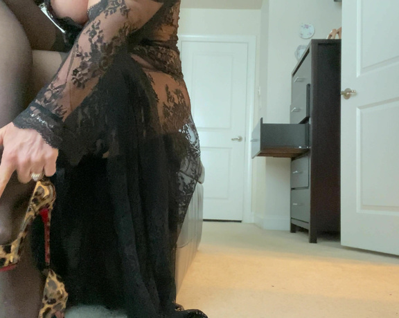 Janet Mason aka Janetmasonfeet OnlyFans - Sheer black stockings and stiletto tease! I wonder what else is in my lingerie draw open behind