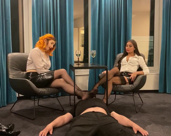 Dark Fairy aka Dark_fairy OnlyFans - He did it! He get this job! Check out, how this ugly fucker handle serving two best Lady Bosses!