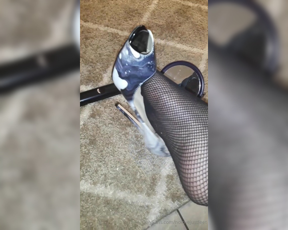 Nolove JustFeet aka Nolovejustfeet OnlyFans - Happy Fishnet Friday boys Heres double the pleasure, Fishnets and heel dangling for ur pleasure