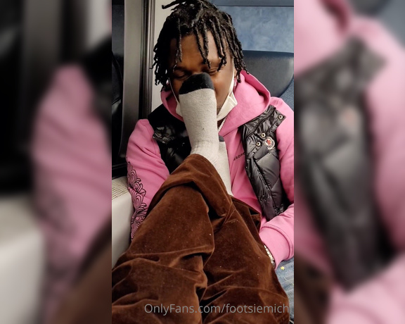 Goddess Michi aka Footsiemichi OnlyFans - Stinky socks on a train ride What a good way to pass the time
