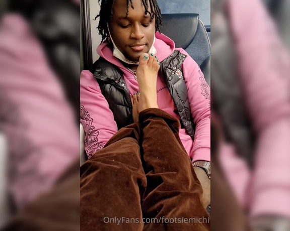 Goddess Michi aka Footsiemichi OnlyFans - Stinky socks on a train ride What a good way to pass the time