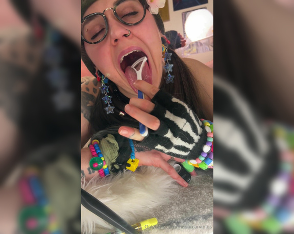 MissArcanaPlus aka Missarcanaplus OnlyFans - Ive got a dirty tongue and this is how I clean it Could you think of another way to get my eager