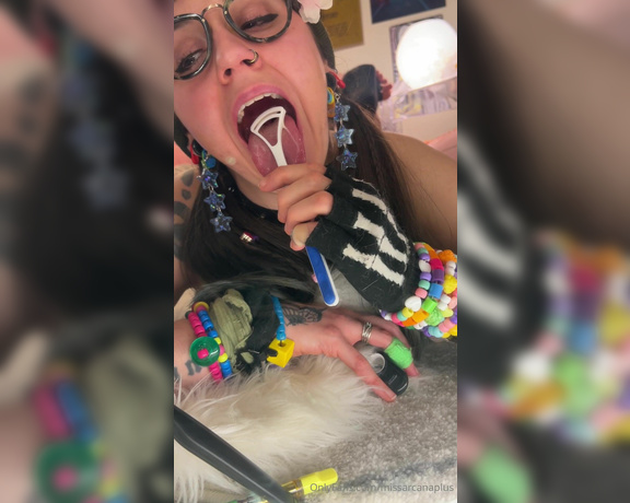 MissArcanaPlus aka Missarcanaplus OnlyFans - Ive got a dirty tongue and this is how I clean it Could you think of another way to get my eager