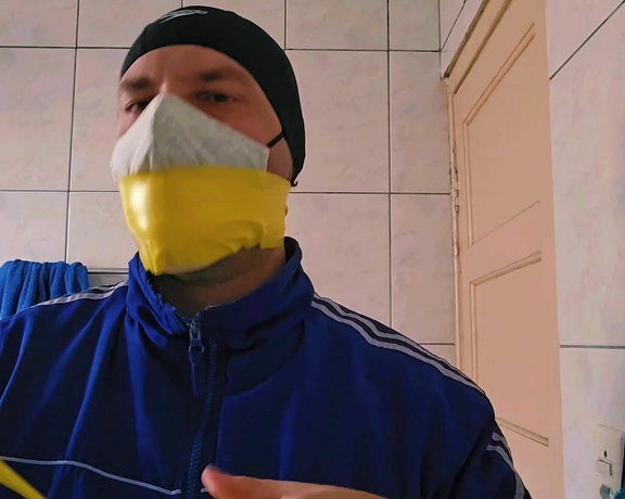 Tonny aka Tape_br OnlyFans - Custom Video by @safeandbound Taping my head with Swimcap + Mask + Yellow Tape