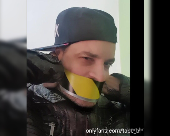 Tonny aka Tape_br OnlyFans - Yellow Caution Tape + Duct Tape + Self Gag