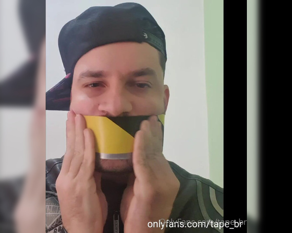 Tonny aka Tape_br OnlyFans - Yellow Caution Tape + Duct Tape + Self Gag