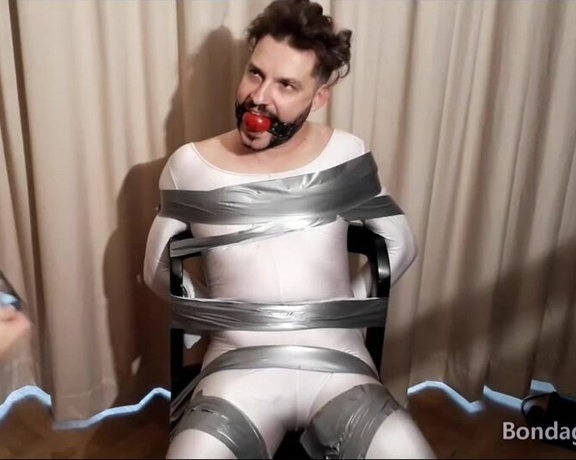 Tonny aka Tape_br OnlyFans - Behind Scenes from my second BDMan video  Final Part Duct Tape, Ball Gag and Lycra