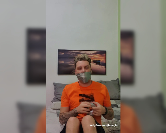 Tonny aka Tape_br OnlyFans - Self gagging with Socks + Duct Tape Legs and Sneaker taped up Removing the Tape Rain sounds in thi