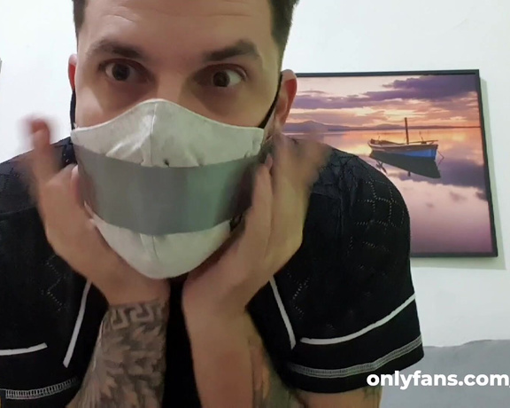 Tonny aka Tape_br OnlyFans - Self Gagged with Socks + Duct Tape + Mask + More Tape and Blindfold with a Bandana!